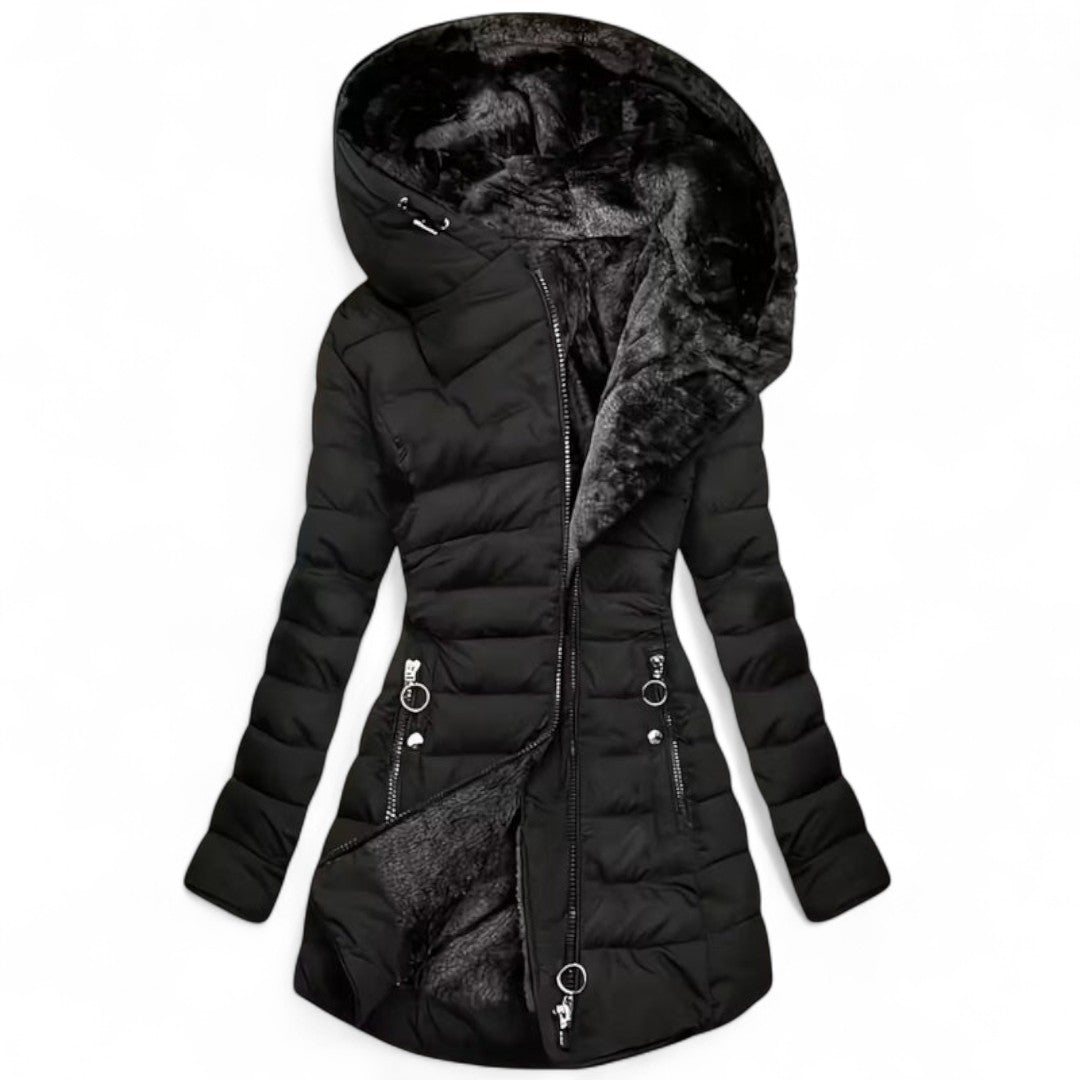 Women’s Puffer Jacket – Zip Front, Hooded, Lined
