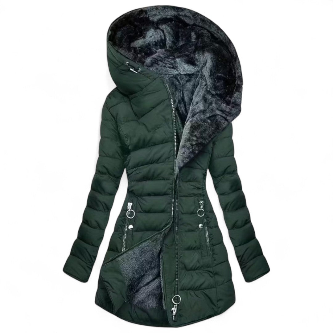Women’s Puffer Jacket – Zip Front, Hooded, Lined