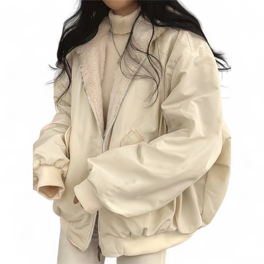 Women’s Reversible Jacket – Zip Front, Long Sleeves, Side Pockets, Oversized Fit