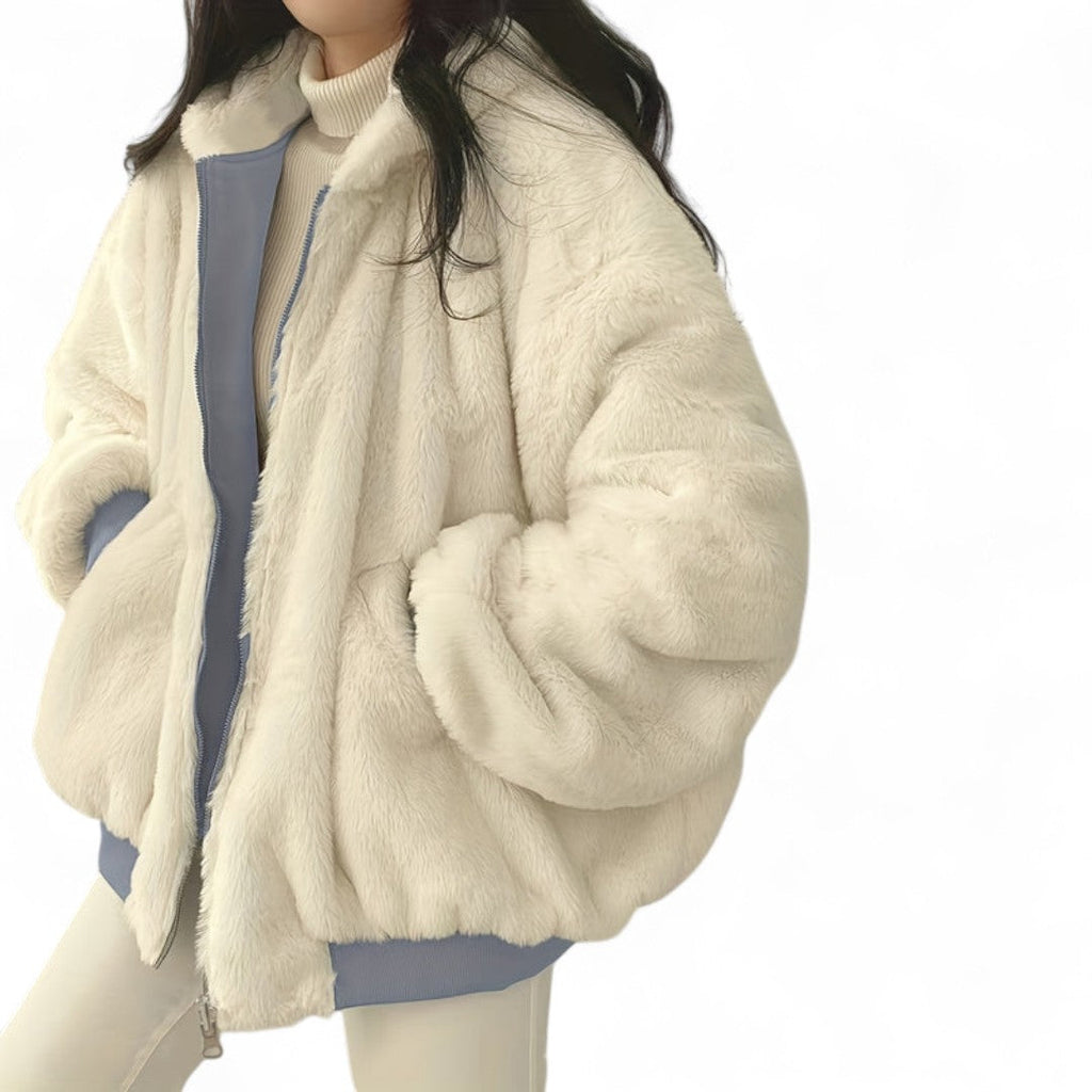 Women’s Reversible Jacket – Zip Front, Long Sleeves, Side Pockets, Oversized Fit