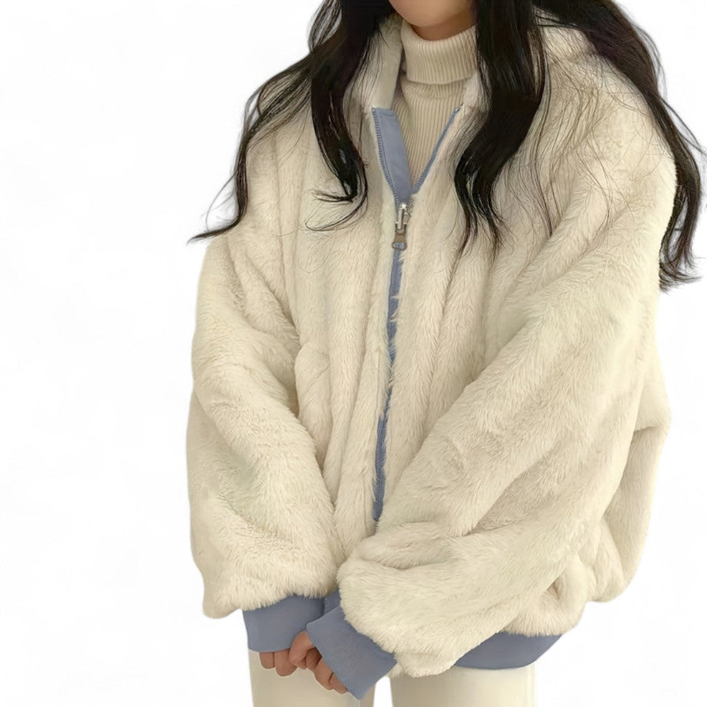 Women’s Reversible Jacket – Zip Front, Long Sleeves, Side Pockets, Oversized Fit