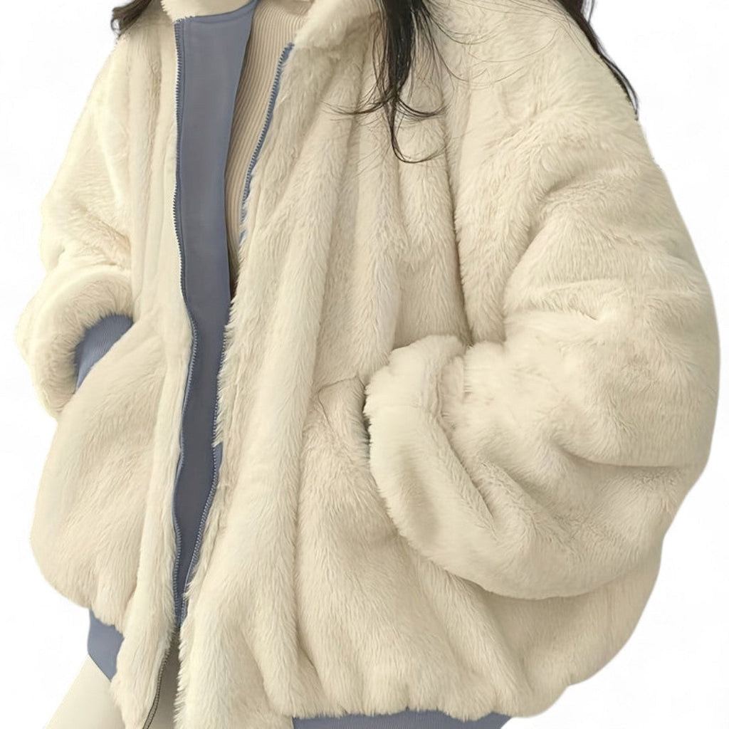 Women’s Reversible Jacket – Zip Front, Long Sleeves, Side Pockets, Oversized Fit