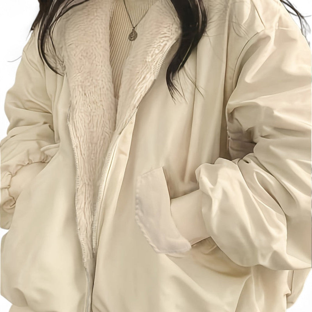 Women’s Reversible Jacket – Zip Front, Long Sleeves, Side Pockets, Oversized Fit