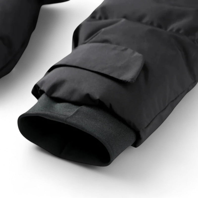 Women’s Short Puffer Jacket – Black, Belted Design, Hooded