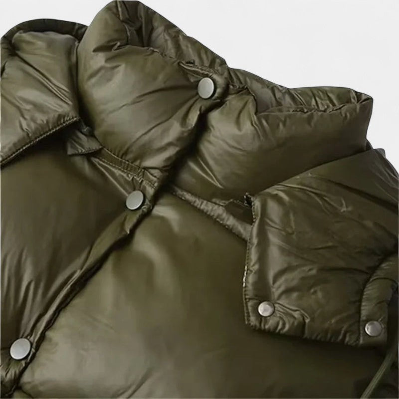 Women’s Short Puffer Jacket – Gloss Finish, Hooded