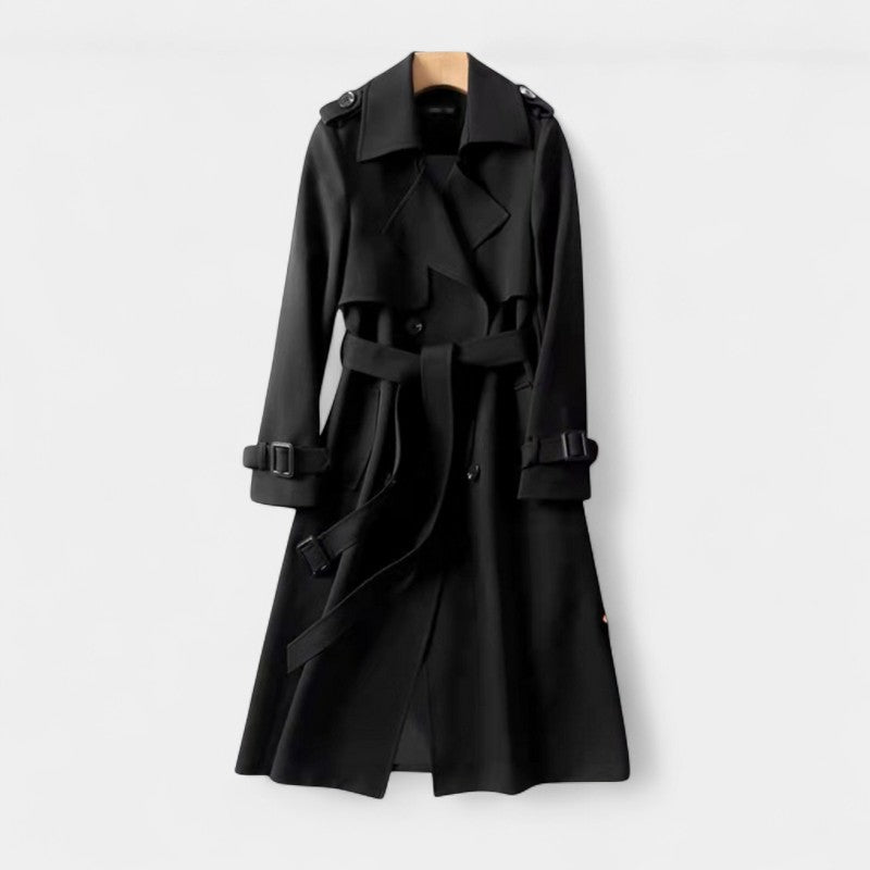 Women’s Trench Coat – Double Button Front, Belted Waist