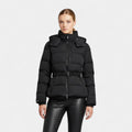 Women’s Puffer Jacket – Belted Waist, High Collar