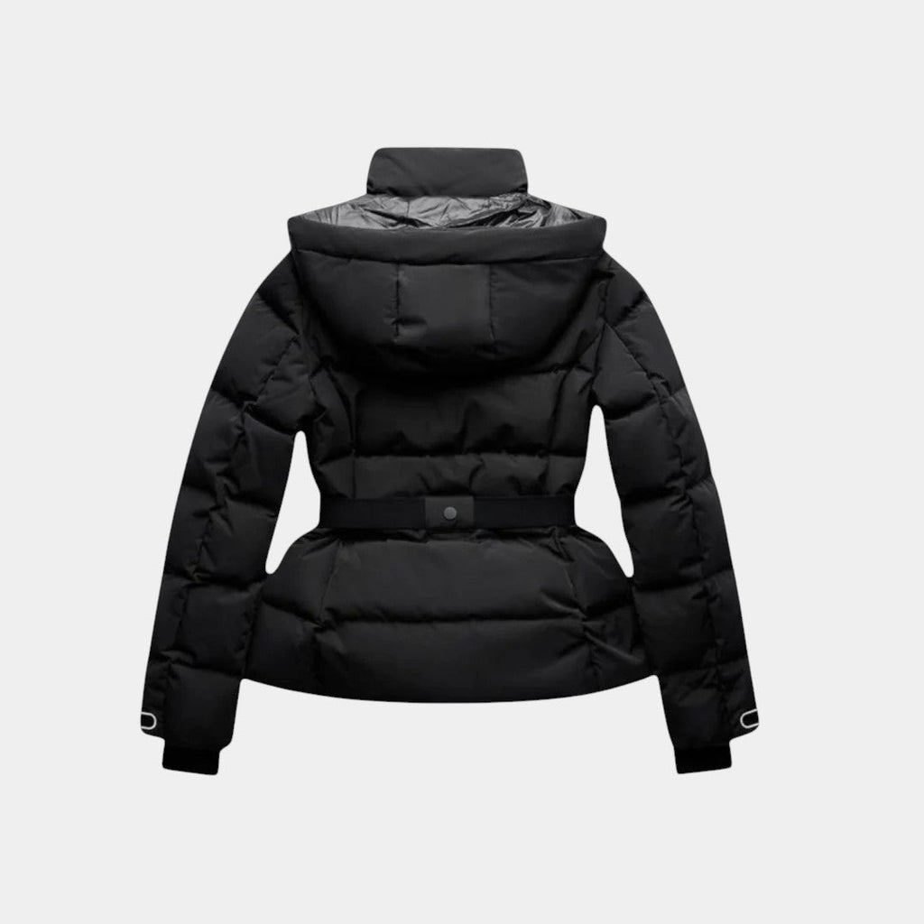Women’s Puffer Jacket – Belted Waist, High Collar